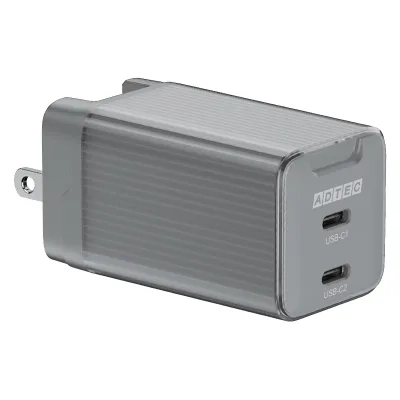 ADTEC アドテック 65W出力対応PD充電器 Type-C×2ポート スイング収納対応プラグ APD-V065C2-BK ブラック