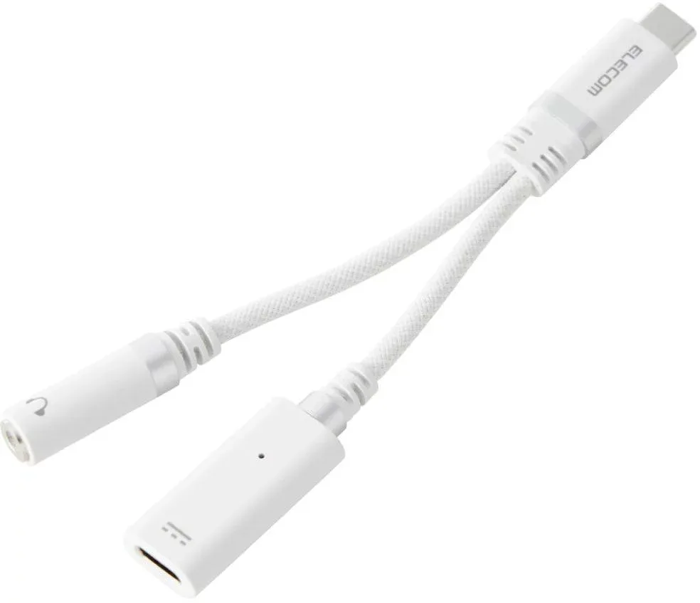 ELECOM エレコム 変換ケーブル/シリコンメッシュ/USB Type-C to 3.5mmステレオミニ端子/DAC搭載/ハイレゾ MPA-C35DPDSMWH