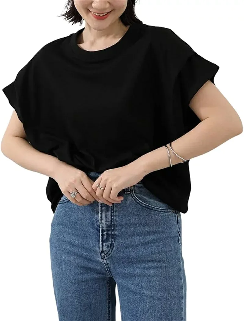 ドルマンスリーブ T シャツ ゆったり 夏用 トップス ボーダー ストライプ半袖 二の腕カバー 体型カバー カジュアル 無地 シンプル 韓国風ファッション 薄手 大きいサイズ おしゃれ 通学 通勤 女性向け 快適着用 透け防止 通気性