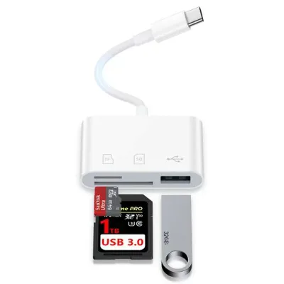 HUHUTa 3in1 iphone sdカードリーダー タイプc UHS-I/UHS-II/SDXC/SDHC/MicroSDXC/MicroSDHC/SDSC/SDUCなど対応 sd card reader 高速双方向転送 OTG機能 設定不要