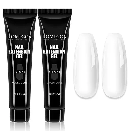 TOMICCA ポリジェル 長さ出しジェル ジェルネイル 長さ出し 2本 15g UV/LEDライト対応 初心者用 (クリア)