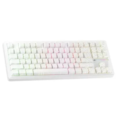 ATTACK SHARK M87PRO コンパクト 3モード メカニカルキーボード Bluetooth/ワイヤレス/有線 2.4GHz TYPE-C 87キー 80% 配列 RGBライト ホットスワップ対応 ガスケット構造 ゲーミングキーボード 白翡翠軸