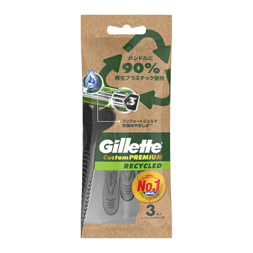 【配送おまかせ 送料込】P&G ジレット カスタム プレミアム リサイクルド 3本入 1個