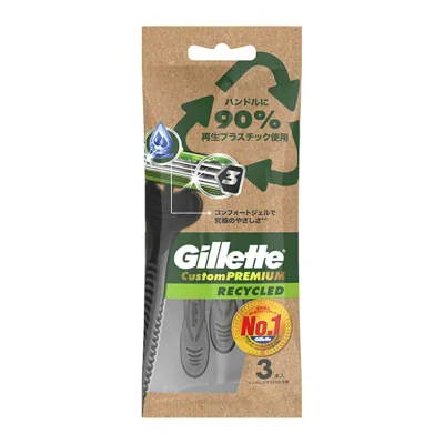 【配送おまかせ 送料込】P&G ジレット カスタム プレミアム リサイクルド 3本入 1個