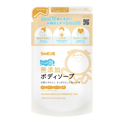 【送料込・まとめ買い×4個セット】シャボン玉石けん 無添加 ボディソープ たっぷり泡 つめかえ 470ml
