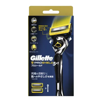 【送料込・まとめ買い×2個セット】P&G ジレット プロシールド マニュアル ホルダー + 替刃 2個入