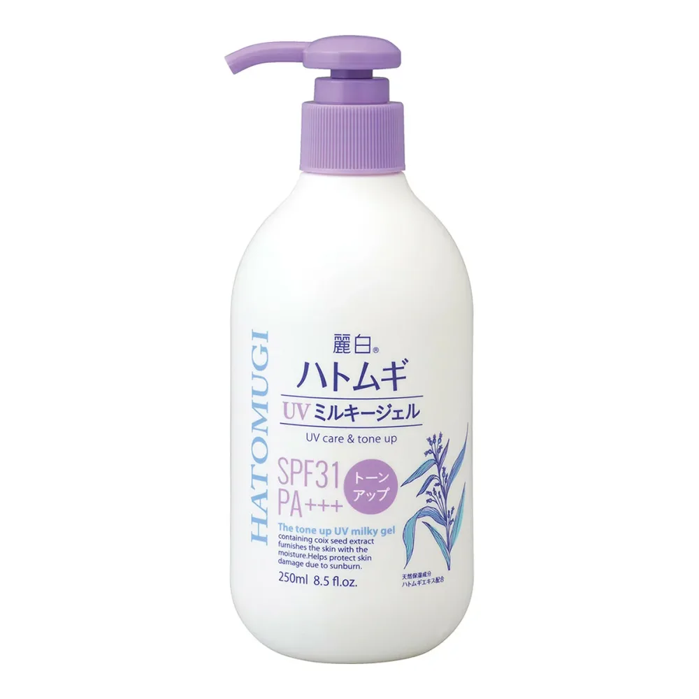 【送料込・まとめ買い×5個セット】熊野油脂 麗白 ハトムギ トーンアップ UVミルキージェル SPF31 PA+++ ポンプタイプ 250ml 日焼け止め