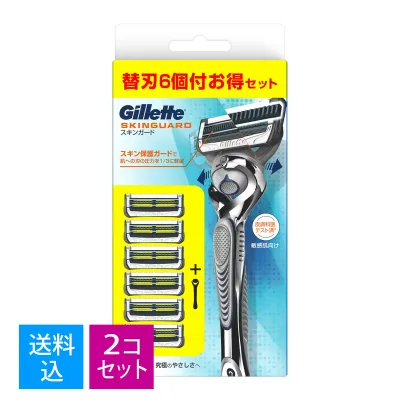 【×2セット 配送おまかせ送料込】P&G ジレット スキンガード フレックスボール マニュアル 5B ホルダー + 替刃6個付