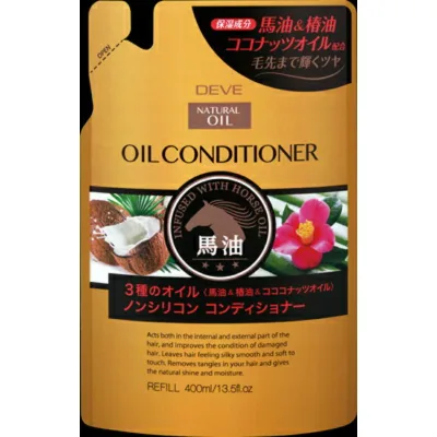 【×2個セット送料込】熊野油脂 ディブ 3種のオイル コンディショナー (馬油・椿油・ココナッツオイル) 詰替用 400mL 保湿成分の3種のオイルを贅沢に配合(4513574024328)