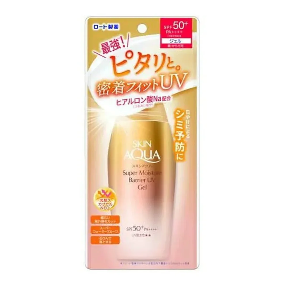 【送料込・まとめ買い×9個セット】ロート製薬 スキンアクア スーパーモイスチャー バリア UV ジェル 100g SPF50+/PA++++UV耐水性☆☆ 日焼け止め