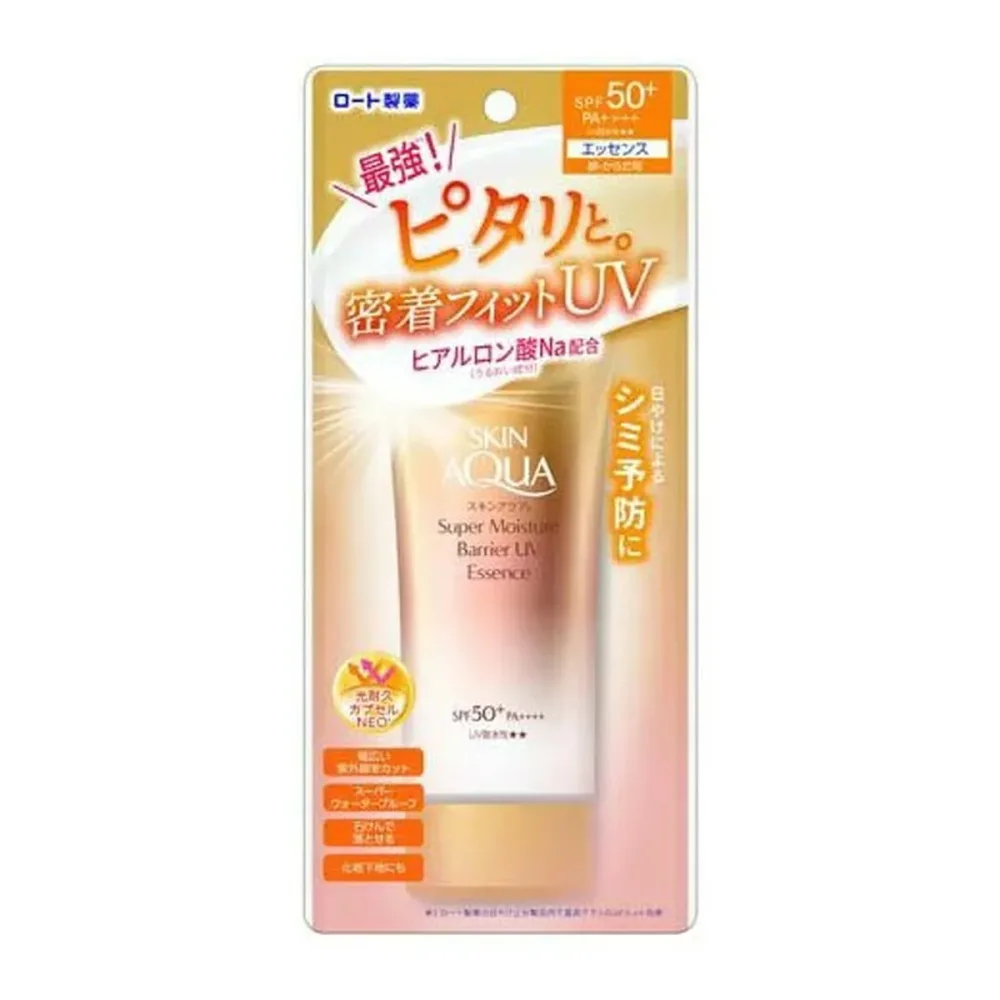 【送料込・まとめ買い×5個セット】ロート製薬 スキンアクア スーパーモイスチャーバリア UV エッセンス 70g SPF50+PA++++UV耐水性☆☆ 日焼け止め