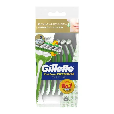 P&G ジレット カスタムプレミアム ジェルシールド 6本入 男性用使い捨てカミソリ