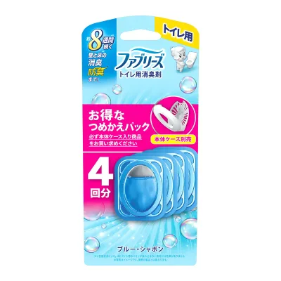 【送料込・まとめ買い×7個セット】P&G ファブリーズ トイレ用 消臭剤 ブルー・シャボン つめかえ 4個パック ※本体ケースは別売りです