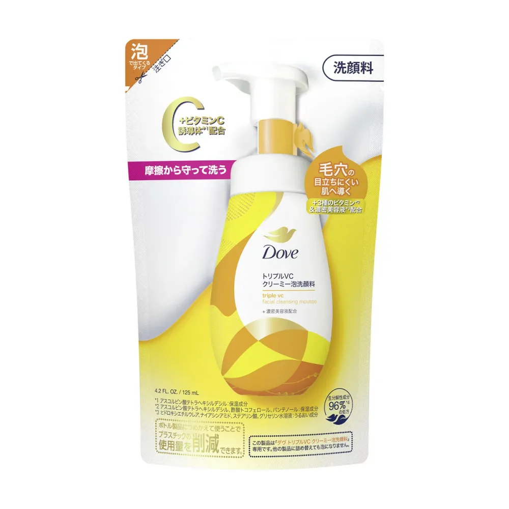 【送料込・まとめ買い×7個セット】ユニリーバ ダヴ トリプルVC クリーミー泡 洗顔料 つめかえ用 125ml