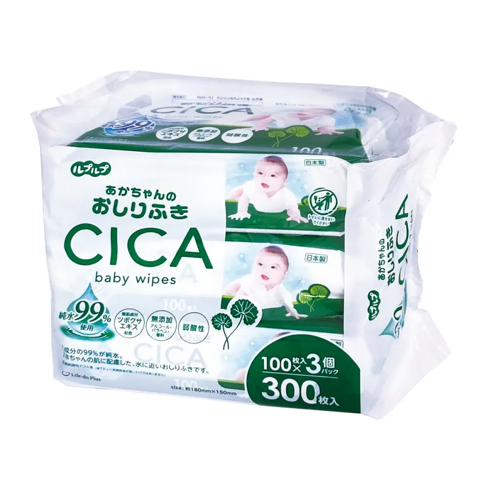 【送料込・まとめ買い×4個セット】Life-do.Plus 赤ちゃんのおしりふき CICA 100枚入り×3個パック