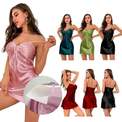ネグリジェ レディース 接触冷感 バックオープン カップ付き 薄手 キャミソール セクシー ルームウェア 春夏 ポリエステル