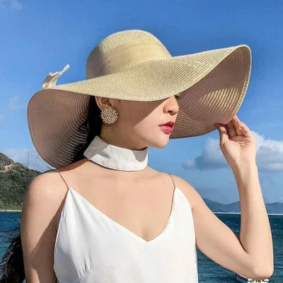 麦わら帽子 レディース UVカット 紫外線対策 日よけ 夏用 つば広 通気性抜群 小顔効果 海 ビーチ リゾート 旅行 レジャー アウトドア ストローハット