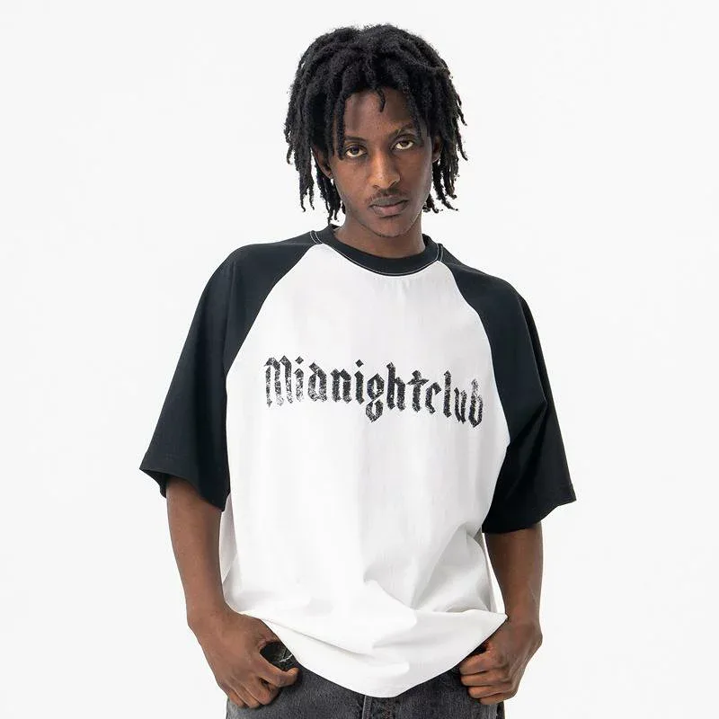 Tシャツ メンズ 半袖 クルーネック ドロップショルダー ゆったり ルーズフィット 切り替え 配色デザイン グラフィックプリント 快適な着心地 綿100% ストリート カジュアル 春夏 白 グレー