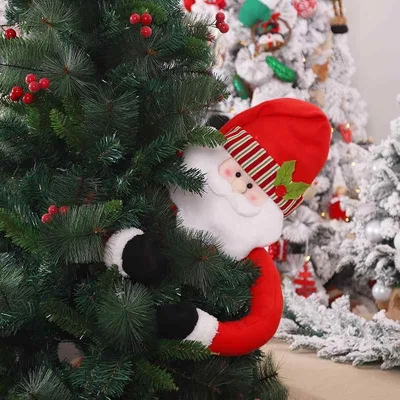 クリスマスツリー 飾り サンタクロース 抱きつき 人形 雪だるま マスコット ツリートップ スター オーナメント 置物 かわいい デコレーション 雰囲気演出