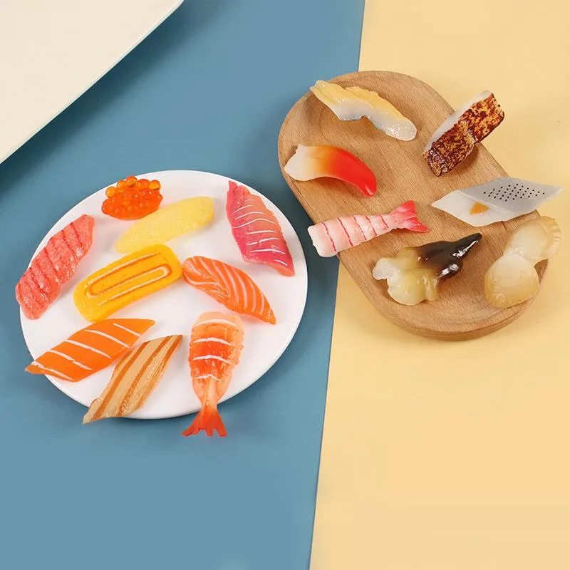 ミニチュア寿司 リアル 食品サンプル DIY 小型 ごっこ遊び おもちゃ 玩具 サーモン えび イクラ インテリア 飾り ディスプレイ PVC製 手作り オーナメント