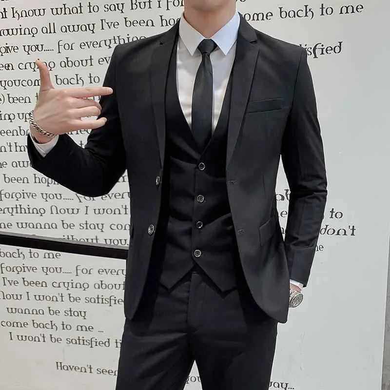 スーツ メンズ 無地 2つボタン ビジネス フォーマル スリーピース セットアップ スリムフィット 春秋 混紡素材 結婚式 セレモニー ノッチドラペル センターベント