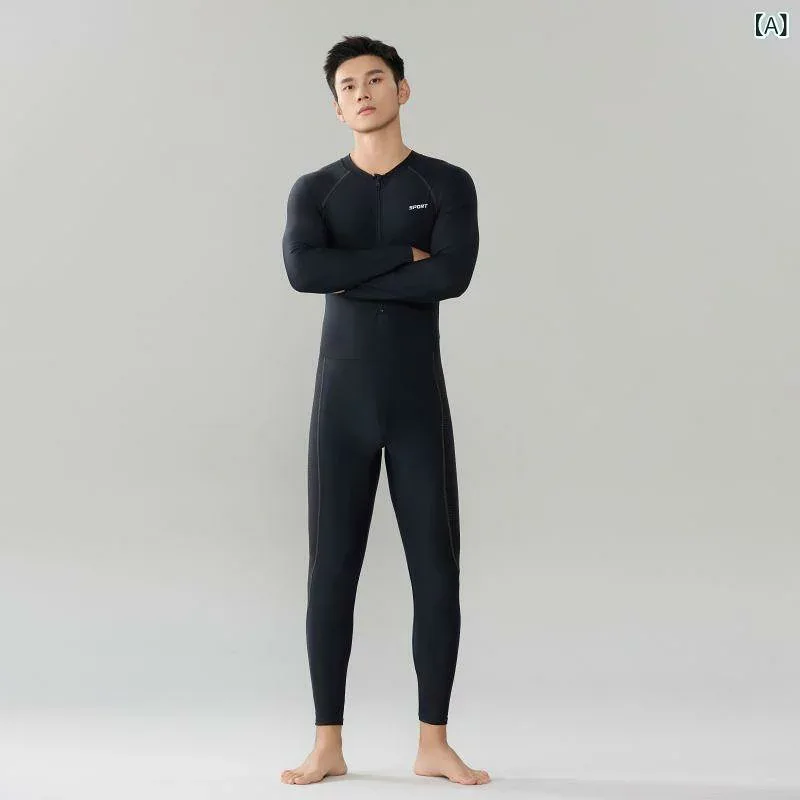 水着 メンズ ラッシュガード 長袖 オールインワン フィットネス 接触冷感 UVカット UPF50+ 撥水 速乾 伸縮性 大きいサイズ 競泳 ジム スポーツ プール ビーチ 釣り サーフィン ブラック