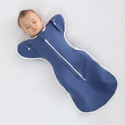 Sleeper Baby Newborn Anti-Moro Reflective Swaddle Cotton Breathable Prevents Sleeping Cold Suitable for All Seasons With Zipper Removable Long Sleeve Plain Lightweight Cute