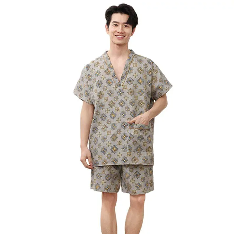 パジャマ レディース メンズ ルームウェア 汗蒸服 サウナ浴衣 セットアップ 半袖 短パン 綿 吸汗速乾 ゆったり 大きいサイズ 部屋着 温泉 ホテル 旅館 お風呂上がり