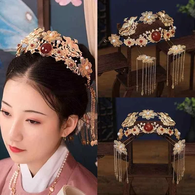 ヘアアクセサリー レディース 髪飾り ヘアコーム かんざし 蝶 花 中華風 中国風 和装 着物 浴衣 漢服 レトロ 古典的 手作り ブライダル 新婦 結婚式 ウェディング 華やか 高級感 ゴールド