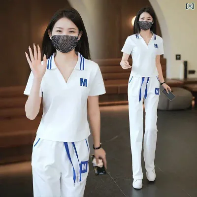 セットアップ レディース 春夏 半袖 トップス ストレートパンツ ロングパンツ 2点セット カジュアル スポーティー Tシャツ 英字 ロゴ 切り替え プルオーバー ルームウェア 部屋着 大きいサイズ ゆったり 動きやすい