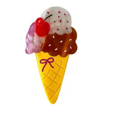 Hair clip, ladies, bun clip, hair accessory, acetate, switching, ice cream motif, sweets design, hair clip, hair ornament, bun, half-up, hair arrangement, cute, feminine, girly