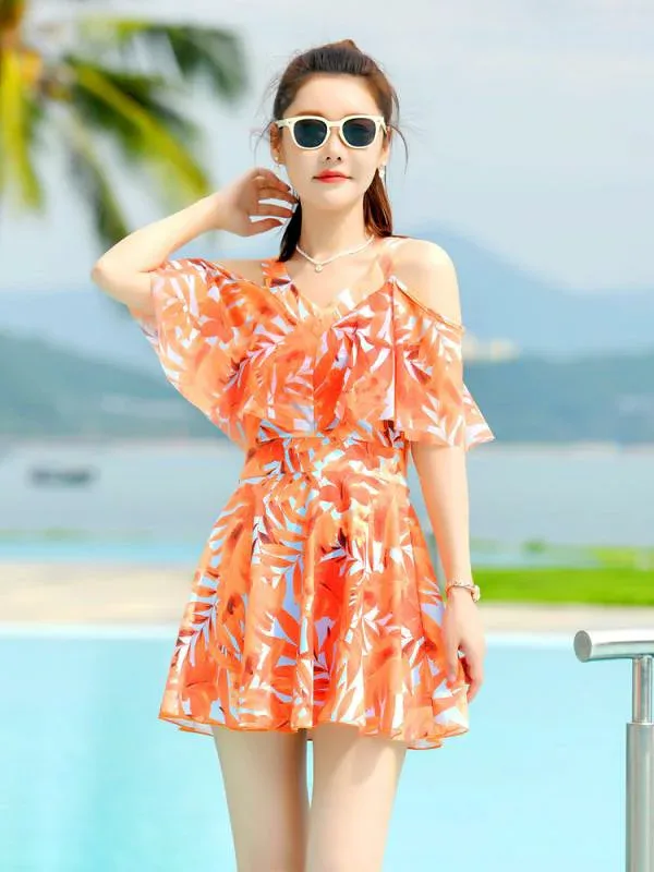 水着 レディース セパレート 体型カバー 大きいサイズ お腹カバー ぽっちゃり パッド付き 30代 40代 50代 タンキニ ショートパンツ 花柄 プール 温泉