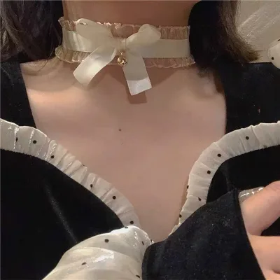 チョーカー レディース レース リボン 鈴 ペンダント 首輪 ネックレス アクセサリー セクシー かわいい