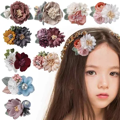 ヘアピン キッズ 女の子 3点セット フラワー ヘアクリップ 髪飾り ヘアアクセサリー かわいい お姫様 おしゃれ 前髪クリップ ハンドメイド 発表会