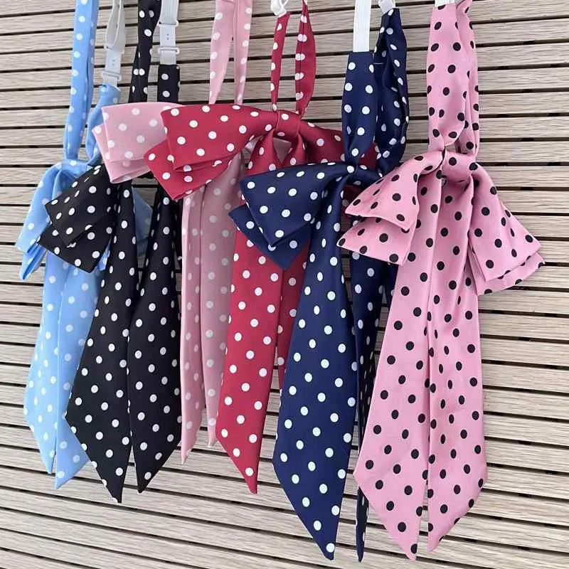 リボン レディース JK制服風 ドット柄 蝶ネクタイ スクールリボン 小物 襟元 アクセサリー 通学 制服 コーデ かわいい プレッピー ガールズ ポリエステル