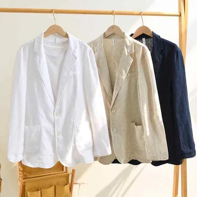 テーラードジャケット メンズ 春秋 カジュアル ビジネス リネン コットン 綿麻 軽い アウター 長袖 紳士服 大きいサイズ 無地 吸湿速乾
