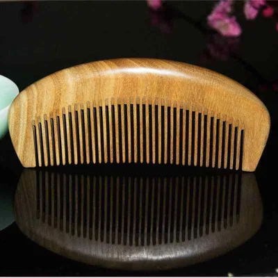 ヘアコーム 木製 緑檀 天然木 マッサージ 頭皮ケア 美髪 コンパクト 携帯用 静電気防止 さらさら 高級感 櫛 くし