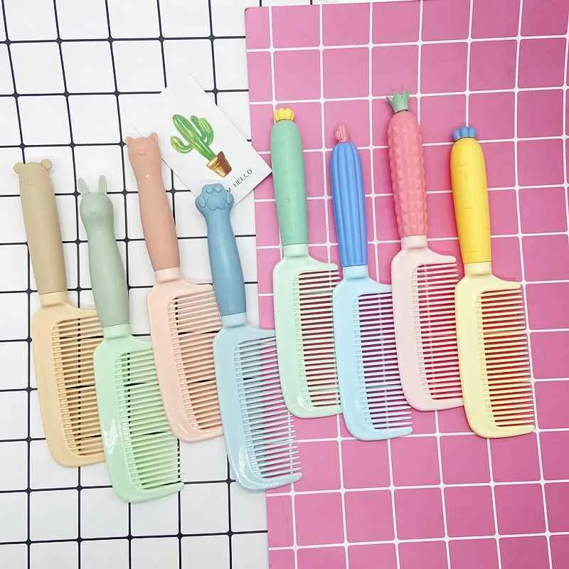 ヘアブラシ レディース ヘアケア スタイリング マッサージブラシ くし かわいい 動物モチーフ ロングヘア セミロング ストレート カール 巻き髪 抜け毛防止 頭皮マッサージ プラスチック 自宅用