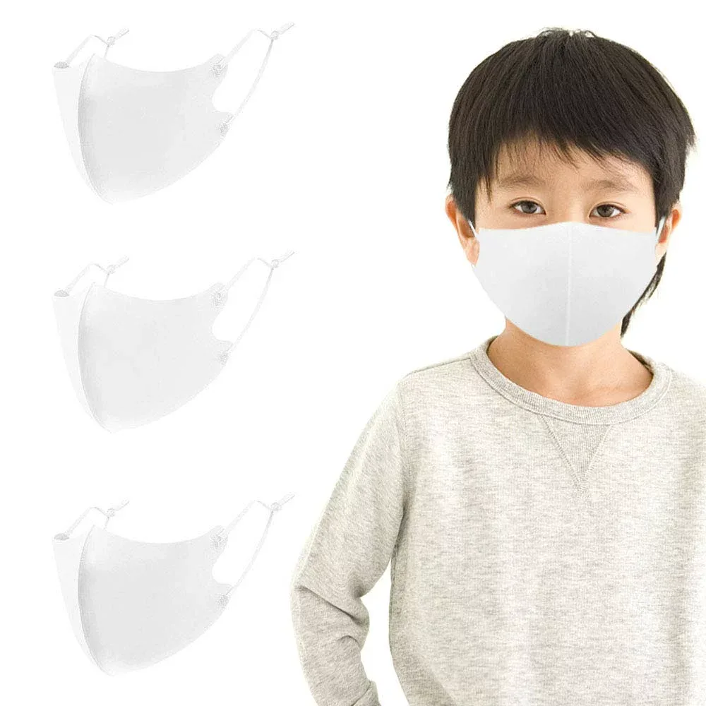 マスク クールマスク 子供用 秋冬用 洗える 布マスク 立体マスク 耳ひも調節可能 呼吸しやすい UVカット 抗菌 防臭 小さめ 3枚入 白 TRENZADO