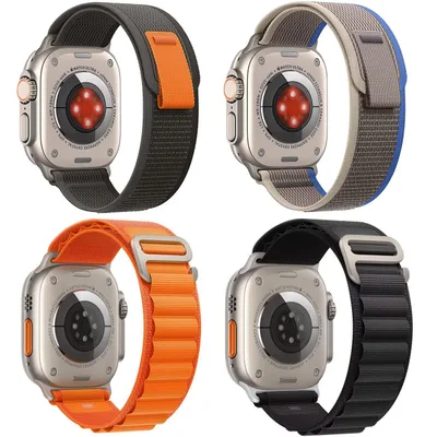 アルパインループ Apple Watch Ultra 49mm バンド シリコン 交換バベルト Apple Watch Series SE/8/7/6/5/4/3/2/1 42mm 44mm 45mm ナイロンメッシュ ベルト アップルウォッチ8 バンド 長さ調節