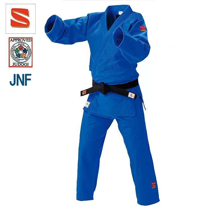九櫻 柔道着 JNF 国際 規格 IJFモデル( ブルー ) 全日本柔道 連盟 新規格 基準品 上衣 ズボン 男女兼用 高校生 大人用 九桜 kuzakura 柔道 青 正規品 男子 女子 選手 定番 マーク付き 試合用柔道着 セット judo