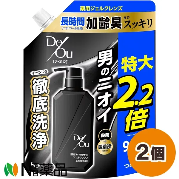 ロート製薬 デ・オウ 薬用ジェルクレンズ つめかえ用 特大サイズ (930ml) 2個セット <汗・アブラ・ベタつき ボディソープ>【医薬部外品】