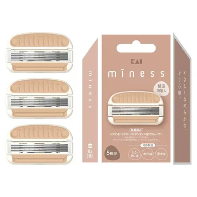 貝印 miness マイネス カミソリ 替刃 女性 ムダ毛 ボディ 背中 うで あし 共通 5枚刃 GA0131
