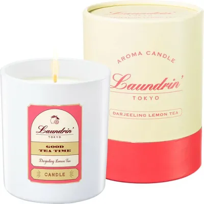 Laundrin'(ランドリン) アロマキャンドル ダージリンレモンティーの香り 180g ギフト プレゼント 約36時間 植物性100%・パラフィンフリー
