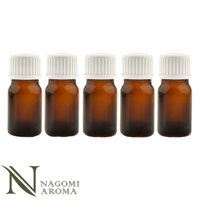 遮光ビン 5ml(アンバー) 5本セット 白キャップ&ヴァーティカルドロッパー 【 遮光瓶 アロマ ドロッパー付 ガラス瓶 容器 薬瓶 調合 保存 アロマオイル エッセンシャルオイル 精油 キャリアオイル フレグランスオイル 】