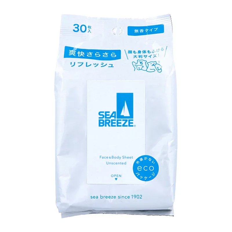 SEABREEZE シーブリーズ フェイス&ボディシート N 大判サイズ 無香タイプ 30枚入り X8パック