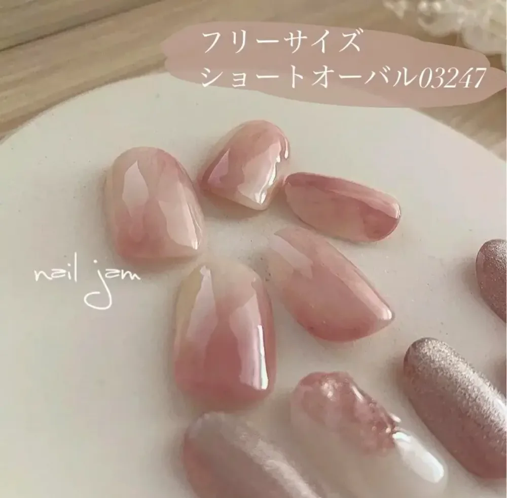 \ 即日発送 /ジューシー桃ネイル ネイルチップ フリーサイズ ブライダル 前撮り 結婚式 成人式 ネイル 付け爪 ネイルジャム nail jam 【No.022】