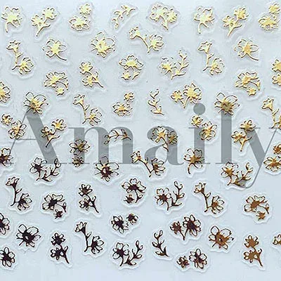 ネイルアート 高粘着 ネイルシール 花柄 ゴールド Amaily アメイリー ネイルシール No.3-26 プチフラワー(G)