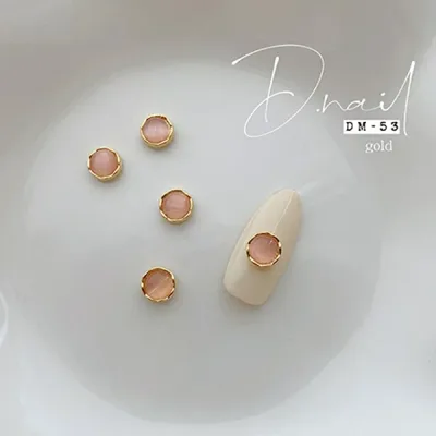 D.nail ジュエリービジューパーツ DM53 丸キャッツアイストーン&ピンク