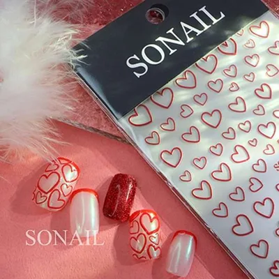 SONAIL 3Dハートフレーム ウォームカラー 立体ネイルシール FY000219
